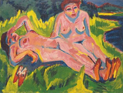 Dos desnudos rosados en el lago de Ernst Ludwig Kirchner